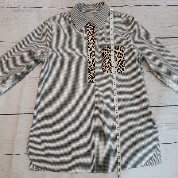 Chico's Size 0.5 US S Striped Animal Print Pullover Tunic Collared Bohemian Boho - Picture 6 of 10